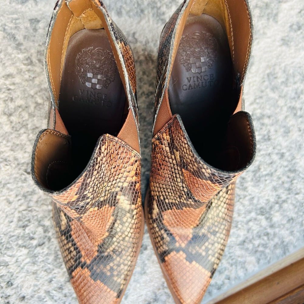 Vince Camuto Brown Snakeskin Ankle Booties - Picture 6 of 8